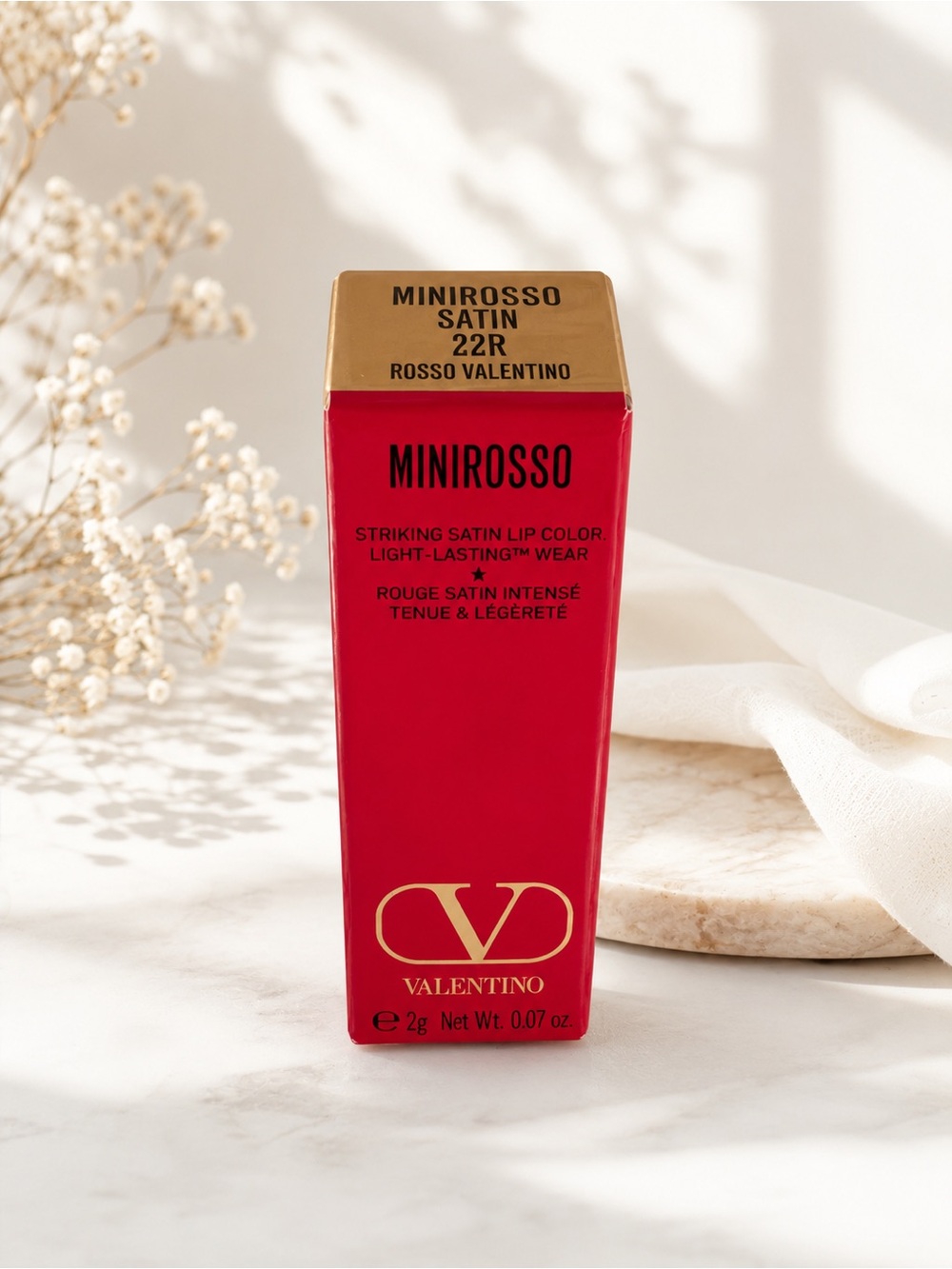 Valentino Minirusso Satin Lip Color 22R Rosso Valentino - vibrant red